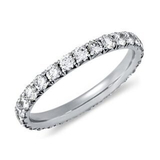 French Pavé Diamond Eternity Ring in Platinum (1 ct. tw.)