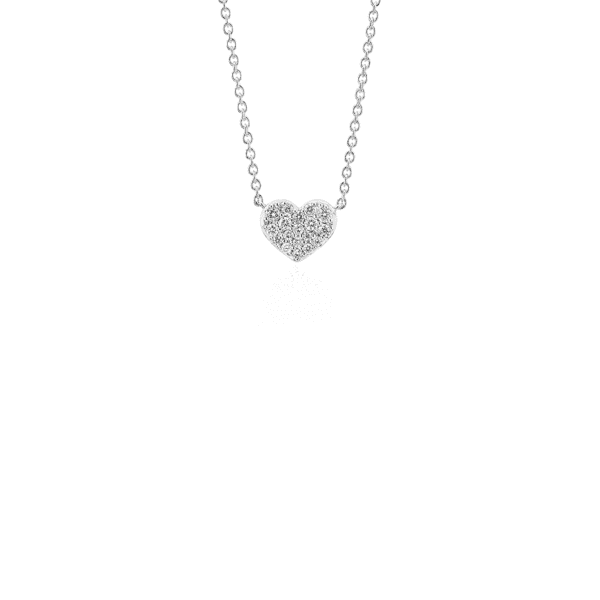 Mini Diamond Heart Necklace in 14k White Gold (1/10 ct. tw.)