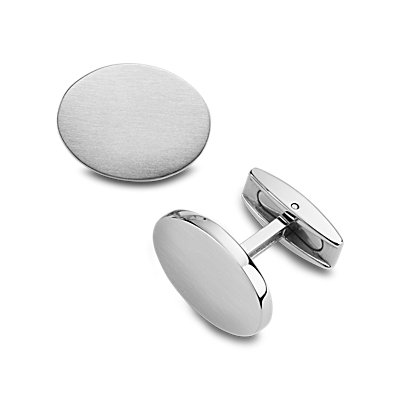 Oval Cuff Links in Brushed Stainless Steel
