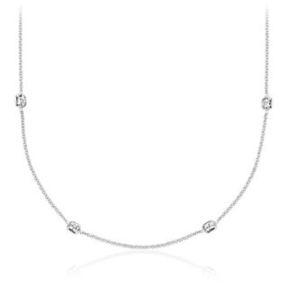 Fancies by the Yard Cushion-Cut Bezel Diamond Necklace in 18k White Gold (2 ct. tw.)