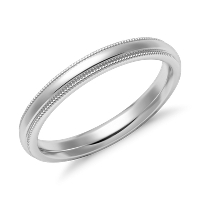 Milgrain Comfort Fit Wedding Ring in 14k White Gold (2.5mm)