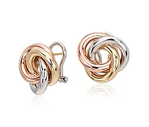 Oversized Love Knot Stud Earring in 14k Tri-Color Italian Gold