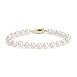 Freshwater Cultured Pearl Bracelet in 14k Yellow Gold (6-6.5mm)