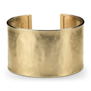 Wide Hammered Cuff Bracelet in 14k Italian Yellow Gold (37 mm)