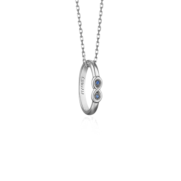 Monica Rich Kosann Sapphire "Eternity" Poesy Ring Necklace in Sterling Silver (1.2mm)