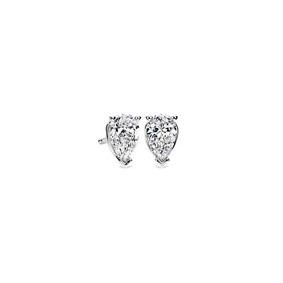 Pear Shape Diamond Stud Earrings in 14k White Gold (1 ct. tw.)