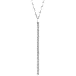 Long Diamond Bar Pendant in 14k White Gold - 30" (1/4 ct. tw.)