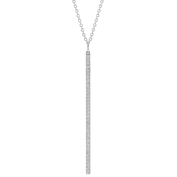 Long Diamond Bar Pendant in 14k White Gold - 30" (1/4 ct. tw.)