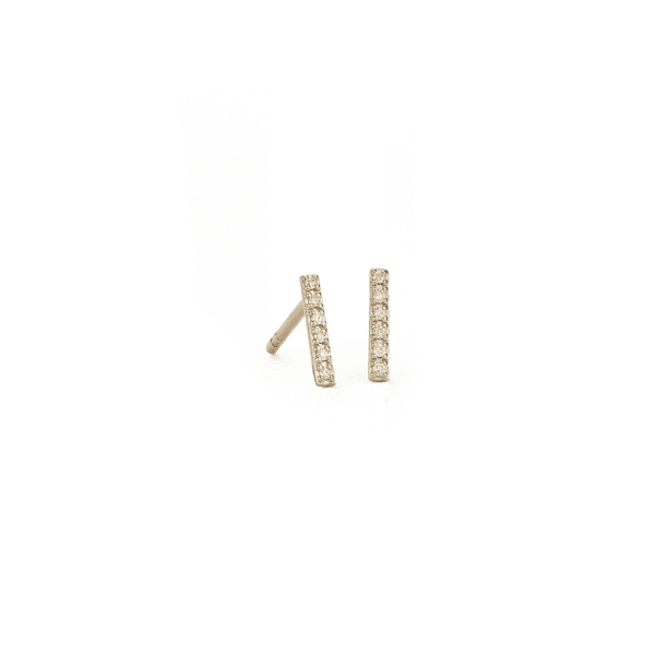Mini Diamond Bar Stud Earrings in 14k Yellow Gold