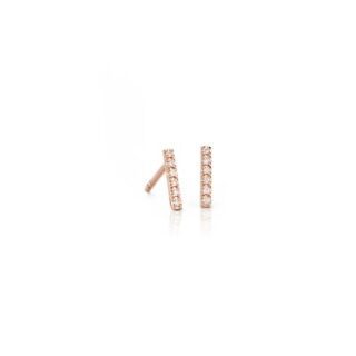 Mini Diamond Bar Stud Earrings in 14k Rose Gold