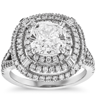 Mila Halo Cushion-Cut Diamond Engagement Ring in Platinum  (2.92 ct. tw.)