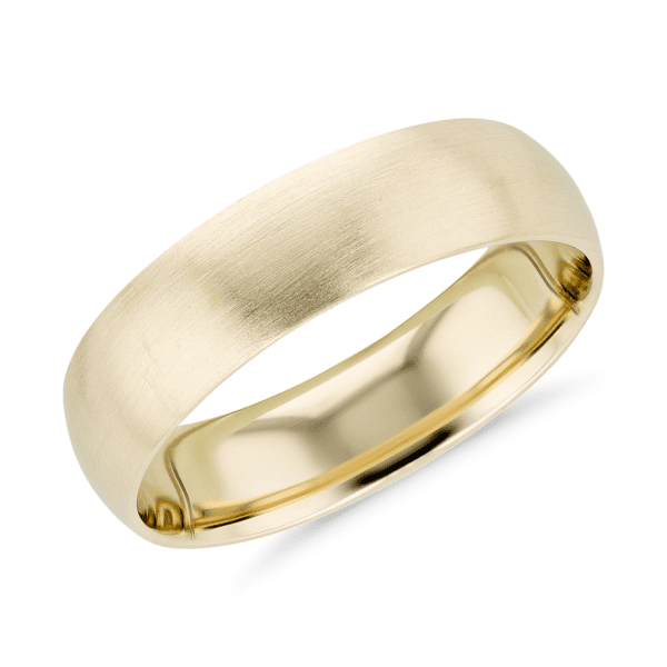 Matte Mid-weight Comfort Fit Wedding Ring in 14k Yellow Gold (6mm)