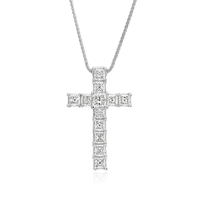 Blue Nile Signature Princess-Cut Diamond Cross Pendant in Platinum (2 ct. tw.)