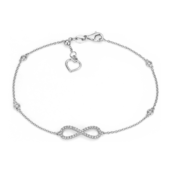 Diamond Station and Infinity Bracelet in 14k White Gold (1/4 ct. tw.)