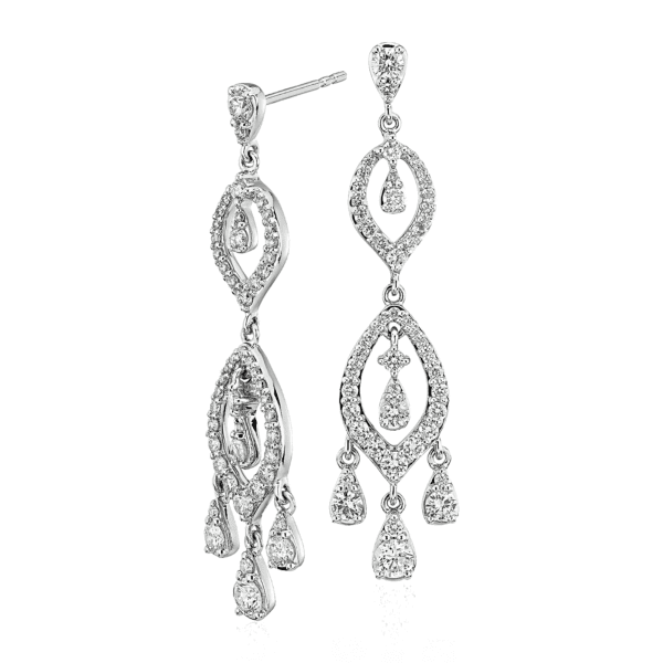 Diamond Chandelier Drop Earrings in 14k White Gold (1 3/8 ct. tw.)