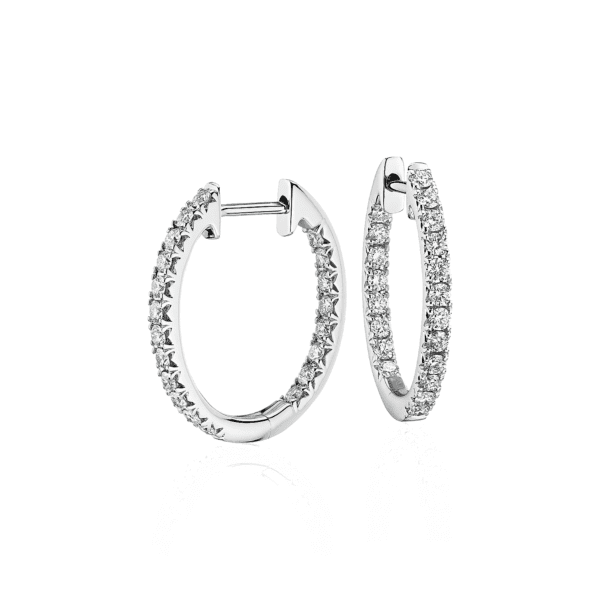 Diamond Pavé Hoop Earrings in 14k White Gold (5/8 ct. tw.)
