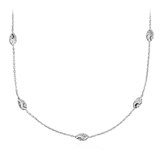 36" Long Moon Cut Shimmer Necklace in Italian Sterling Silver