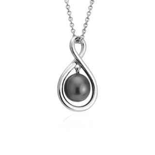 Tahitian Cultured Pearl Infinity Pendant in Sterling Silver (8-9mm)