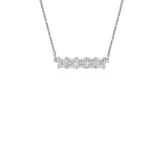 Blue Nile Signature Five-Stone Princess-Cut Diamond Bar Pendant in Platinum (3/4 ct. tw.)