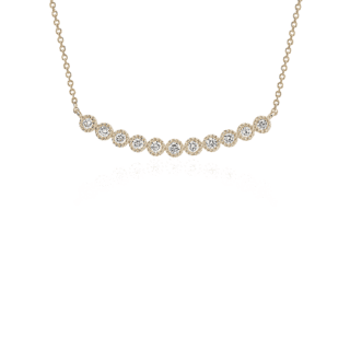 Diamond Milgrain Smile Necklace in 14k Yellow Gold (1/4 ct. tw.)