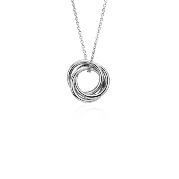 18" Petite Infinity Rings Pendant in 14k White Gold