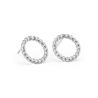 Rope Circle Stud Earrings in Sterling Silver