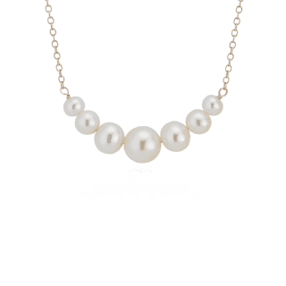 Freshwater Cultured Pearl Smile Necklace in 14k Yellow Gold (3.5-6.5mm)