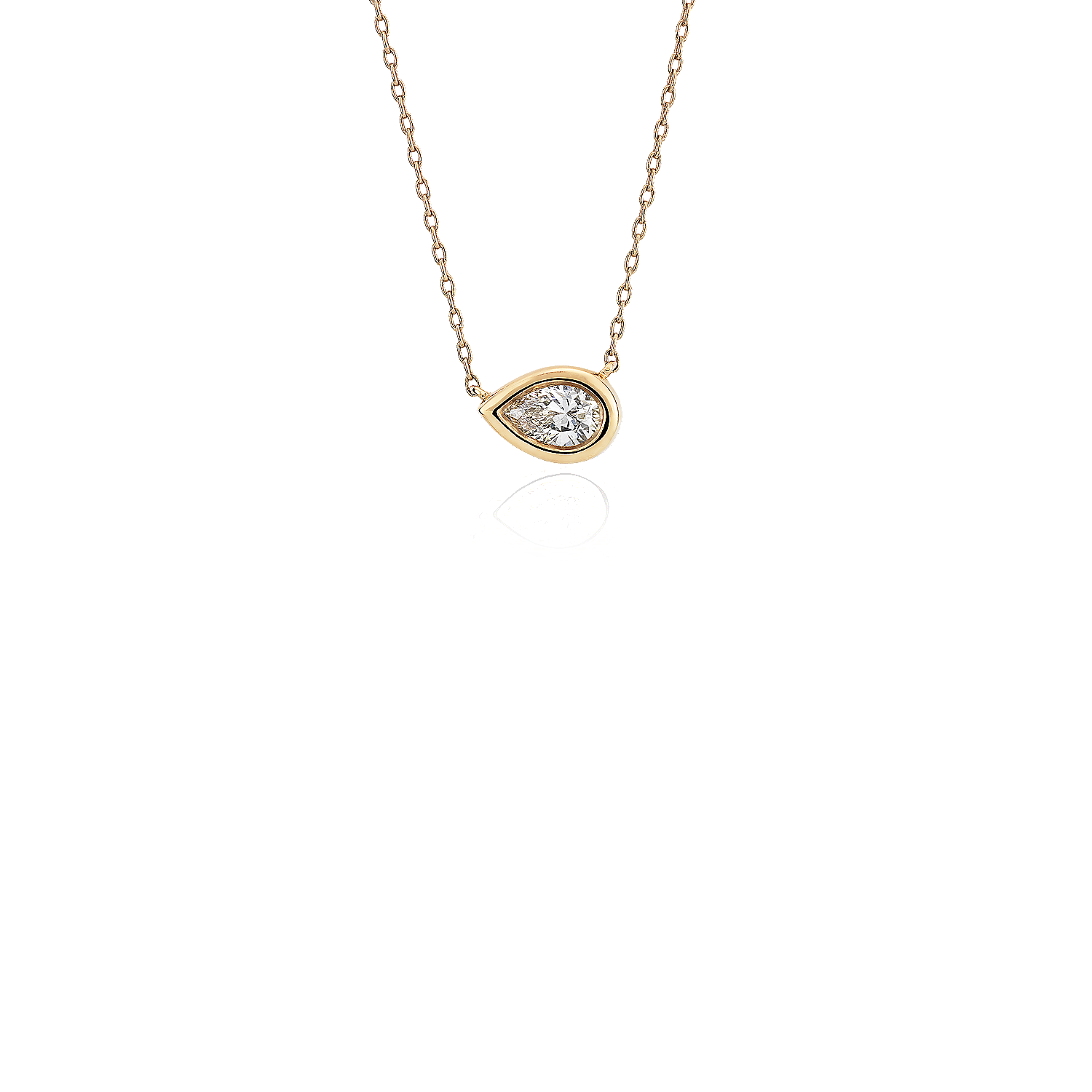 Bezel Set Pear-Shaped Diamond Pendant in 14k Yellow Gold (1/5 ct. tw ...