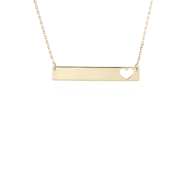 18" Mini Bar Heart Necklace in 14k Yellow Gold (0.8 mm)