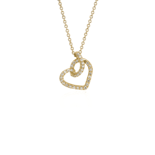 Diamond Twist Pavé Heart Pendant in 14k Yellow Gold (1/6 ct. tw.)