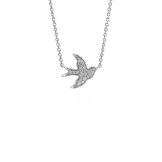 Petite Diamond Dove Necklace in 14k White Gold (1/8 ct. tw.)