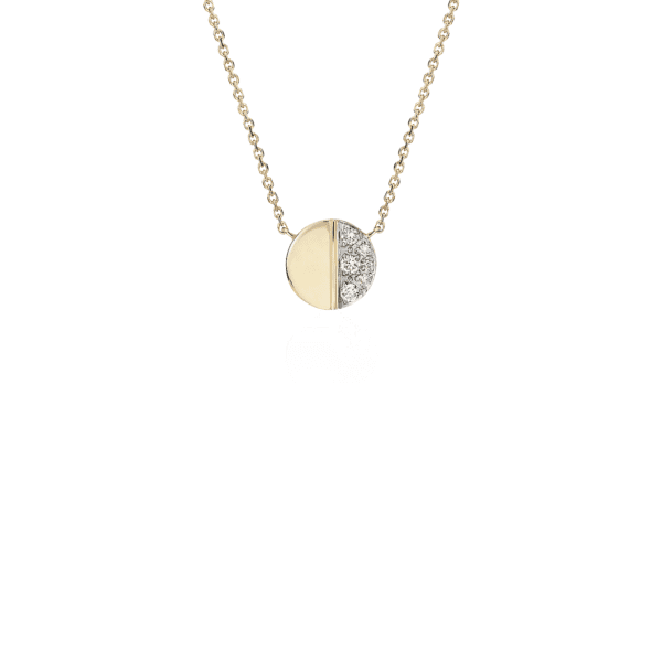 Mini Diamond Disc Necklace in 14k Yellow Gold