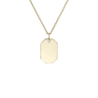 18" Petite Dog Tag Necklace in 14k Yellow Gold (1 mm)