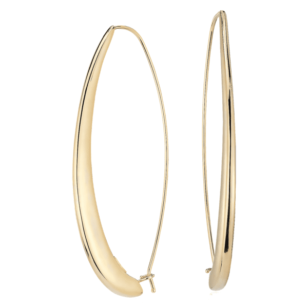 Vertical Stretched Hoop Threader Earrings in 14k Italian Yellow Gold