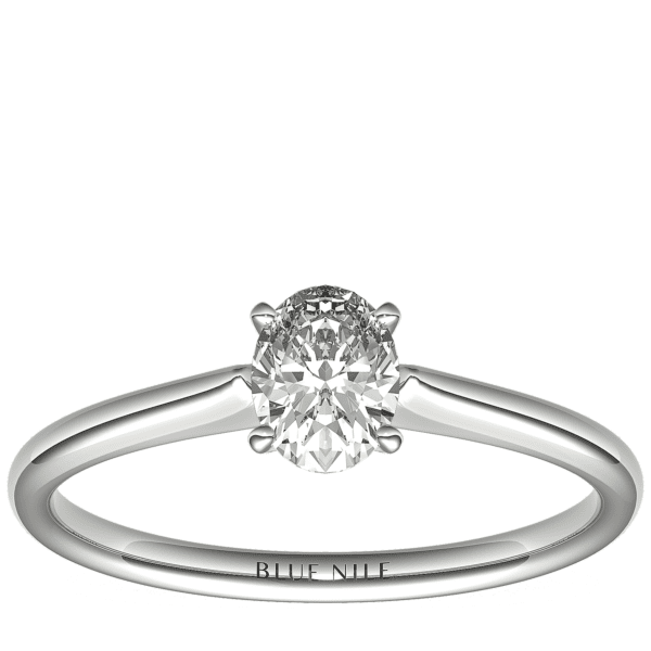 1/2 Carat Ready-to-Ship Oval-Cut Petite Solitaire Engagement Ring in Platinum