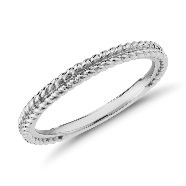 Braided Wedding Ring in 14k White Gold (2.15 mm)