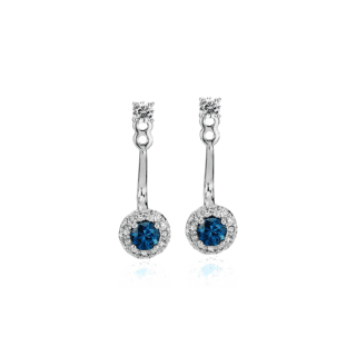 Front-Back Sapphire and Diamond Earrings in 14k White Gold (3.5mm)