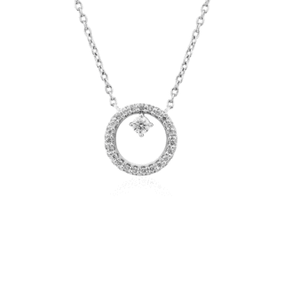 Diamond Petite Circle with Accent Pendant in 14k White Gold (1/10 ct. tw.)