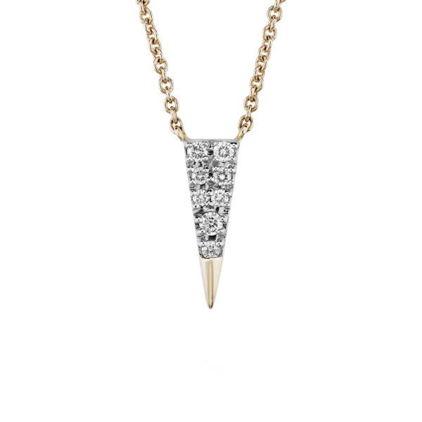 Mini Diamond Triangle Necklace in 14k Yellow Gold