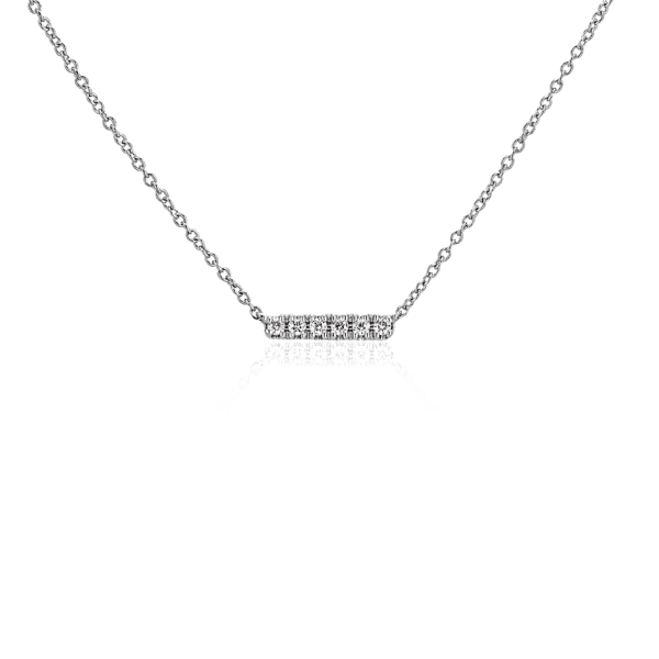 Mini Diamond Bar Necklace in 14k White Gold