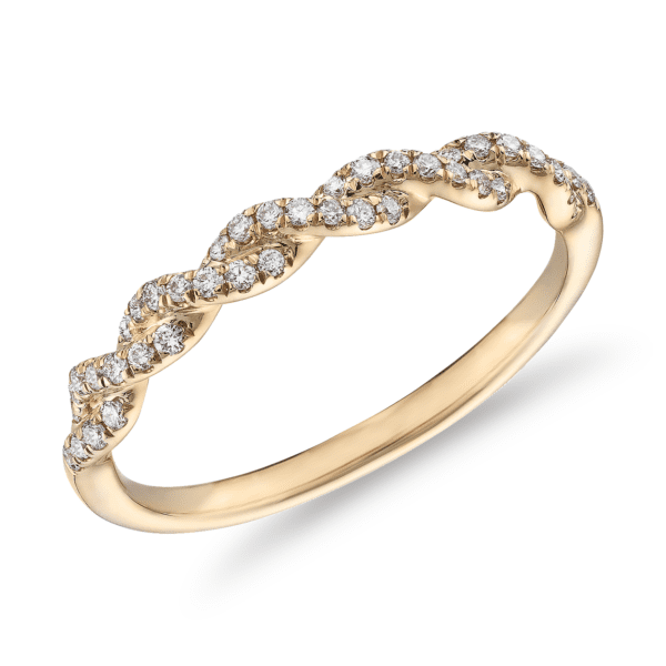 Pavé Twist Diamond Wedding Ring in 14k Yellow Gold (1/8 ct. tw.)