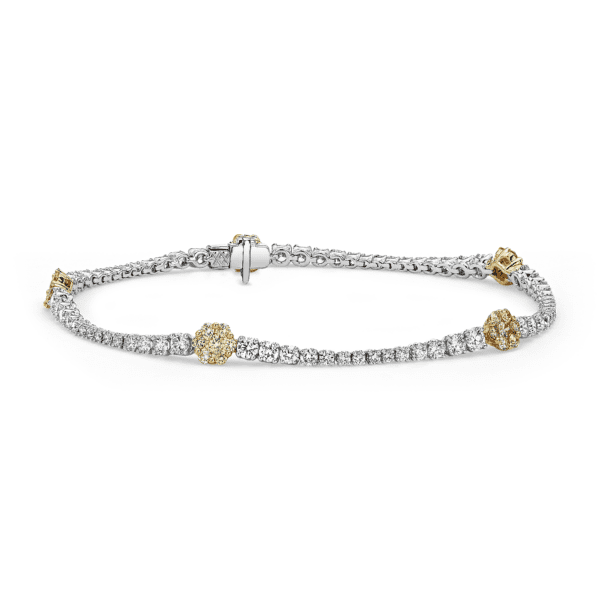 Yellow and White Diamond Floral Bracelet in 18k Yellow and White Gold (3 1/5 ct. tw.)