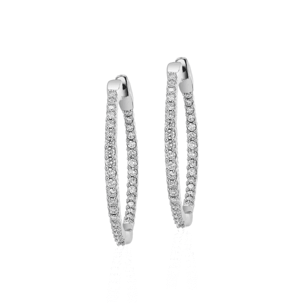 Diamond Eternity Hoop Earrings in 14k White Gold- I/I1 (1 ct. tw.)