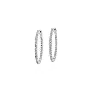 Diamond Eternity Hoop Earrings in 14k White Gold- I/I1 (1 1/2 ct. tw.)