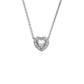Heart-Shaped Diamond Halo Pendant in 14k White Gold (1/4 ct. tw.)