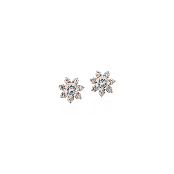 Diamond Floral Stud Earrings in 14k Rose Gold (3/8 ct. tw.)