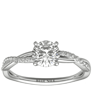 3/4 Carat Ready-to-Ship Petite Twist Diamond Engagement Ring in 14k White Gold