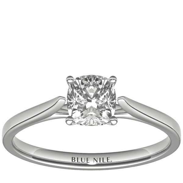 1 Carat Astor Cushion-Cut Petite Cathedral Solitaire in Platinum (H/SI2) Ready-to-Ship