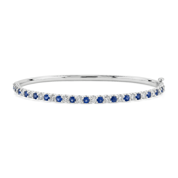 Sapphire and Diamond Bangle in 14k White Gold
