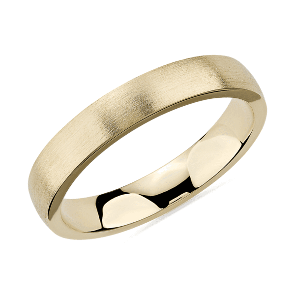Matte Low Dome Comfort Fit Wedding Ring in 14k Yellow Gold (4mm)
